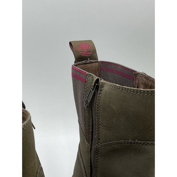 Timberland Women's Malynn‎ Side Zip Boots Leather Waterproof Olive Color Sz 6.5 - Picture 3 of 16